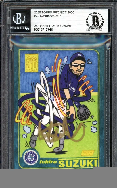 Ichiro Suzuki Autographed Topps Project 2020 Ermsy Card #22 Seattle Mariners Gold #2/3 Beckett BAS #13714073