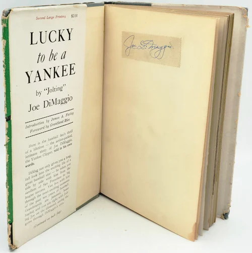 Joe Dimaggio Autographed Lucky To Be a Yankee 1946 Book New York Yankees Vintage Signature Beckett BAS #AE85524