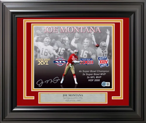 Joe Montana Autographed Framed 8x10 Photo San Francisco 49ers Beckett BAS QR Stock #254280