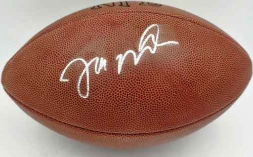 Joe Montana Autographed Official NFL Leather Football San Francisco 49ers (Smudged) Beckett BAS QR #BS30303