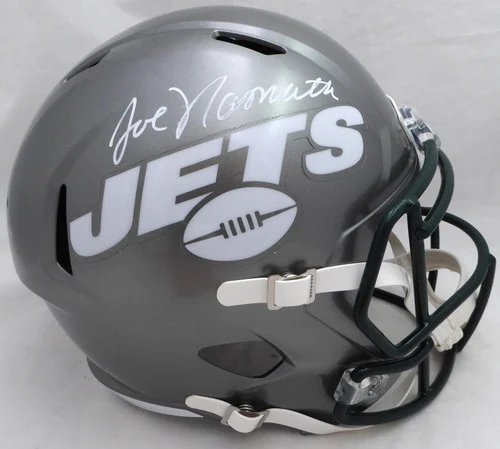 Joe Namath Autographed New York Jets Full Size Flash Speed Replica Helmet Beckett BAS QR #WI75062