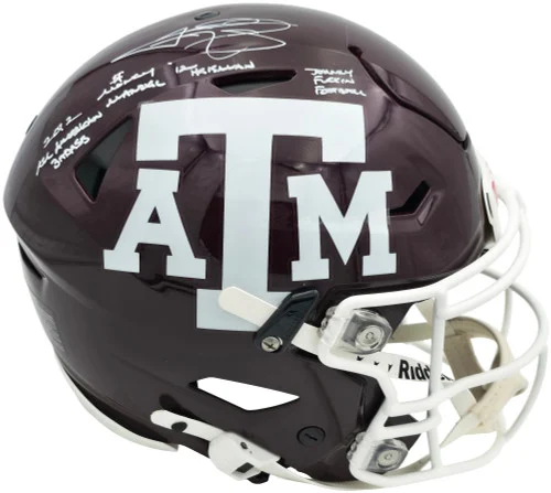 Johnny Manziel Autographed Texas A&M Aggies Maroon Full Size Authentic Hyper Speed Flex Helmet "2012 All American Badass, Money Manziel, 12 HT, Johnny F'ckin Football" Beckett BAS Witness Stock #261978