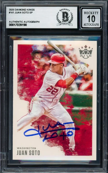 Juan Soto Autographed 2020 Donruss Diamond Kings Card #141 New York Mets Auto Grade Gem Mint 10 Beckett BAS #17039190