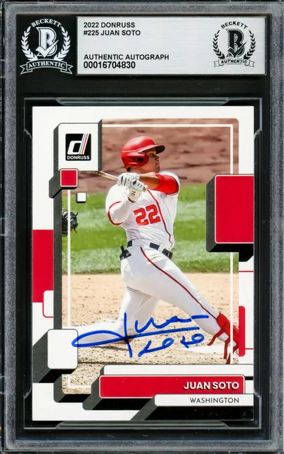 Juan Soto Autographed 2022 Donruss Card #225 New York Mets Beckett BAS #16704830