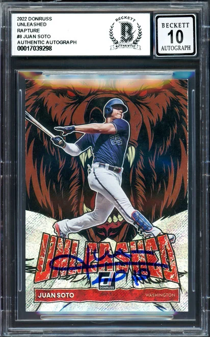 Juan Soto Autographed 2022 Donruss Unleashed Card #UL8 New York Mets Auto Grade Gem Mint 10 Beckett BAS #17039288