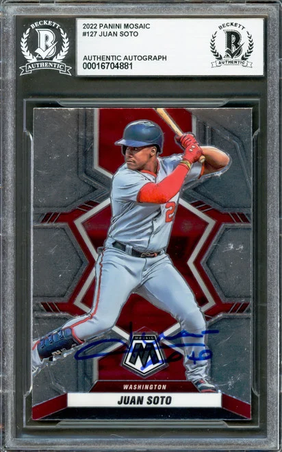 Juan Soto Autographed 2022 Panini Mosaic Card #127 New York Mets Beckett BAS #16704881