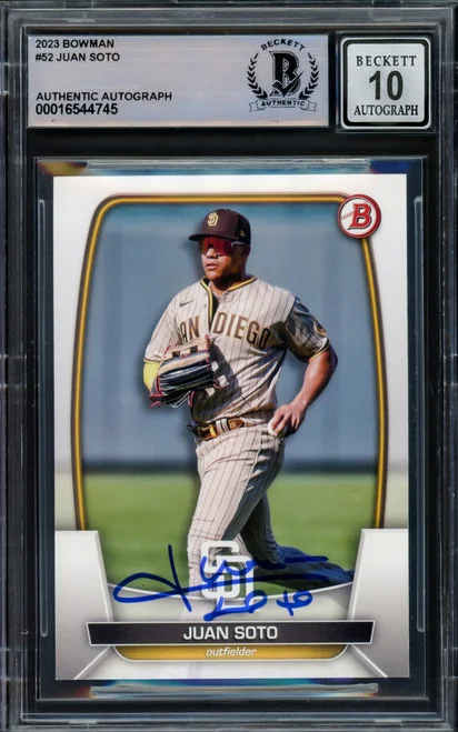 Juan Soto Autographed 2023 Bowman Card #52 New York Mets Auto Grade Gem Mint 10 Beckett BAS Stock #229025