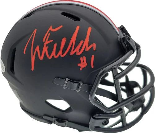 Justin Fields Autographed Ohio State Buckeyes Eclipse Black Speed Mini Helmet Beckett BAS Stock #189796