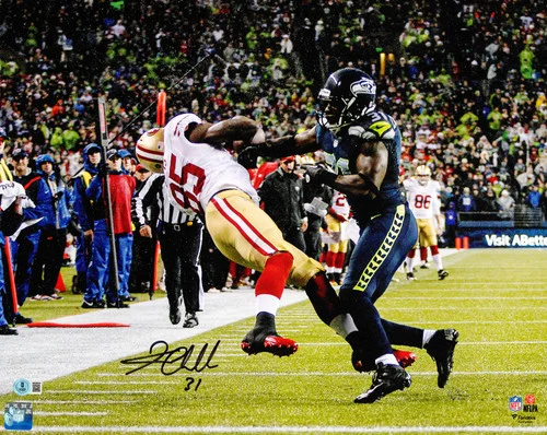 Kam Chancellor Autographed 16x20 Photo (Hit On Vernon Davis) Seattle Seahawks Beckett BAS Witness Stock #259859