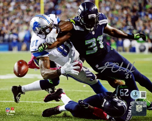 Kam Chancellor Autographed 8x10 Photo (Forced Fumble On Calvin Johnson) Seattle Seahawks Beckett BAS Witness Stock #259863