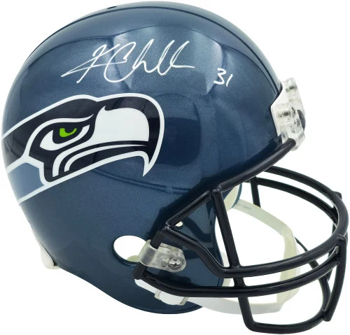 Kam Chancellor Autographed Seattle Seahawks Blue 2002-2011 Throwback Full Size VSR4 Replica Helmet Beckett BAS Witness Stock #258289