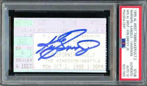 Ken Griffey Jr. Autographed 1995 AL West Tie-Breaker Ticket Seattle Mariners Auto Grade Gem Mint 10 PSA/DNA #92311009