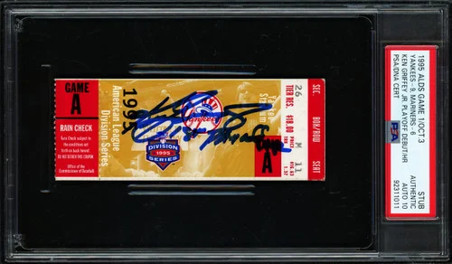 Ken Griffey Jr. Autographed 1995 ALDS Game 1 Ticket Seattle Mariners Auto Grade Gem Mint 10 "1st Playoff HR" PSA/DNA #92311011
