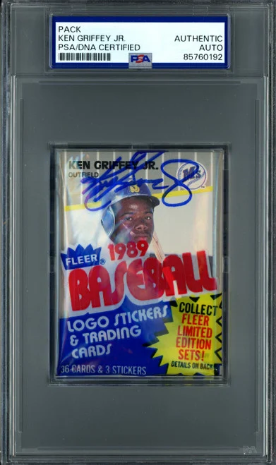 Ken Griffey Jr. Autographed Rookie 1989 Fleer Cello Card Pack Seattle Mariners PSA/DNA #85760192