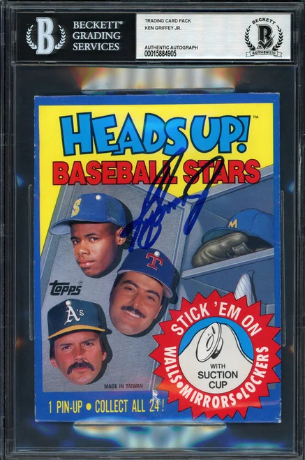 Ken Griffey Jr. Autographed Topps Heads Up Wrapper Seattle Mariners Beckett BAS #15884905