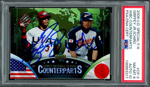 Ken Griffey Jr. & Ichiro Suzuki Autographed 2006 Upper Deck Special FX Card #CP-3 PSA 8 Auto Grade Gem Mint 10 PSA/DNA #136863317