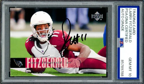 Larry Fitzgerald Autographed 2006 Upper Deck Card #1 Arizona Cardinals Auto Grade Gem Mint 10 PSA/DNA #85789788