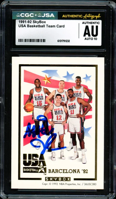 Magic Johnson Autographed 1991-92 Skybox Card Team USA Auto Grade Gem Mint 10 CGC x JSA #6131791232