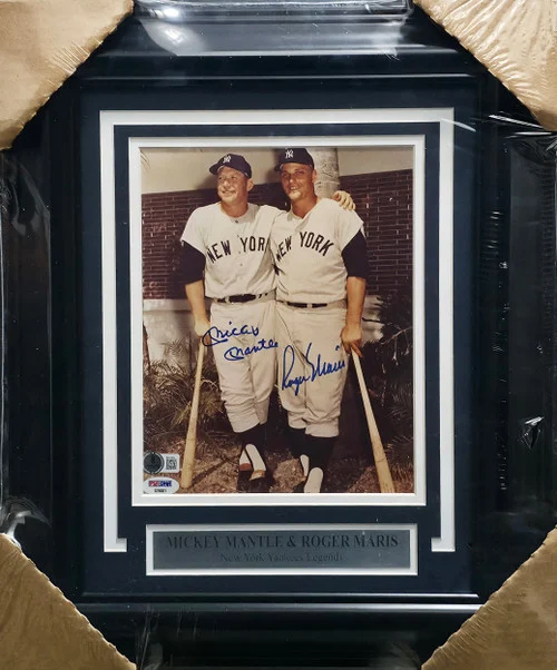 Mickey Mantle & Roger Maris Autographed Framed 8x10 Photo New York Yankees Auto Grade Mint 9 PSA/DNA & Beckett BAS #AE51004