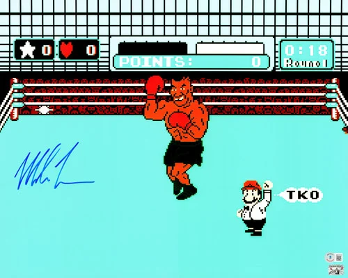 Mike Tyson Autographed 16x20 Photo Nintendo NES Punch-Out!! Beckett BAS Stock #197062