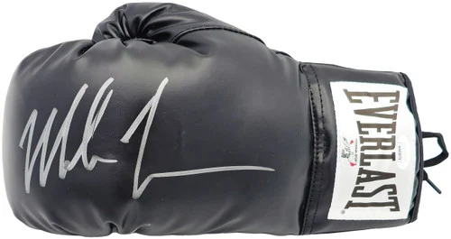 Mike Tyson Autographed Black Everlast Boxing Glove (Left Handed LH, Silver) JSA Stock #228078