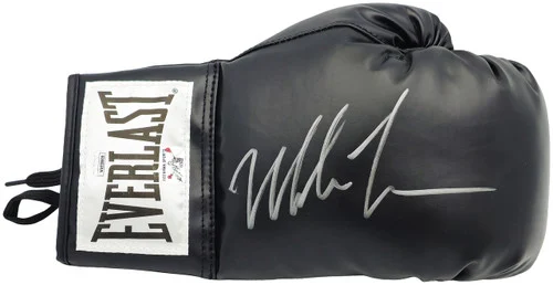 Mike Tyson Autographed Black Everlast Boxing Glove (Right Handed RH, Silver) JSA Stock #228079