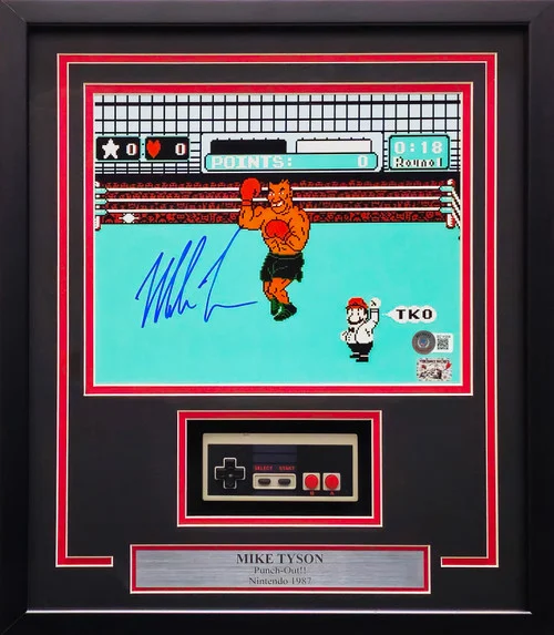 Mike Tyson Autographed Framed 11x14 Nintendo Punch-Out!! Photo With NES Controller Beckett BAS QR Stock #230191