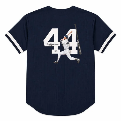 New York Yankees Reggie Jackson Autographed Blue Hand Painted Mitchell & Ness Authentic Jersey Size XL Beckett BAS Witness #1W396031
