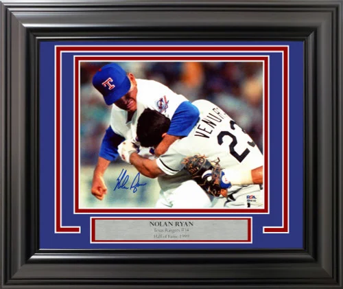 Nolan Ryan Autographed Framed 8x10 Photo Texas Rangers Fight vs. Robin Ventura PSA/DNA Stock #256687
