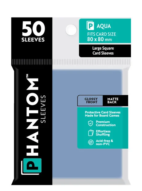 Phantom Sleeves: "Aqua Size" (80mm x 80mm) - Gloss/Matte (50) (Compatible with: Large Square Card Sleeves)
