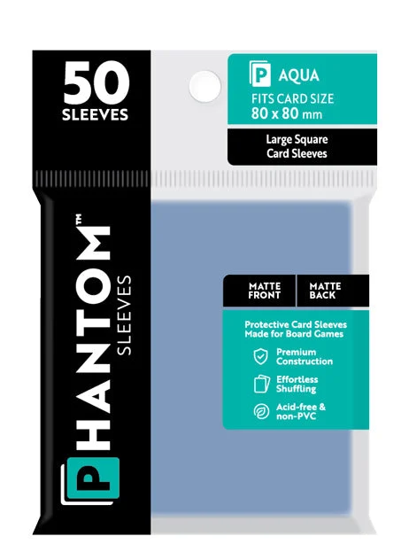 Phantom Sleeves: "Aqua Size" (80mm x 80mm) - Matte/Matte (50) (Compatible with: Large Square Card Sleeves)