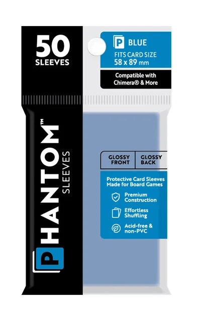 Phantom Sleeves: "Blue Size" (58mm x 89mm) - Gloss/Gloss (50) (Compatible with: Chimera and More)