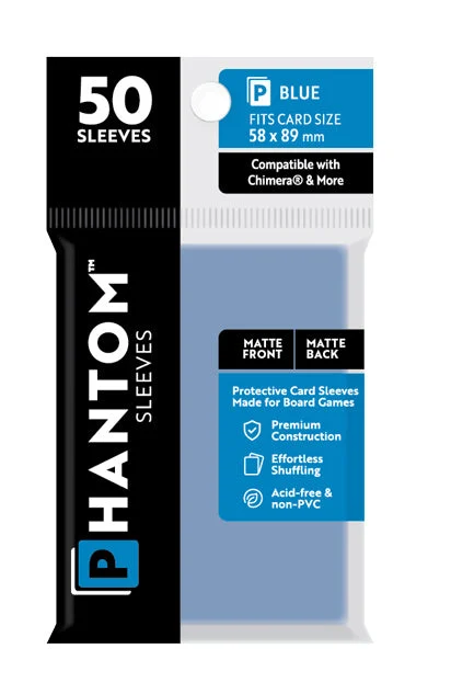 Phantom Sleeves: "Blue Size" (58mm x 89mm) - Matte/Matte (50) (Compatible with: Chimera and More)