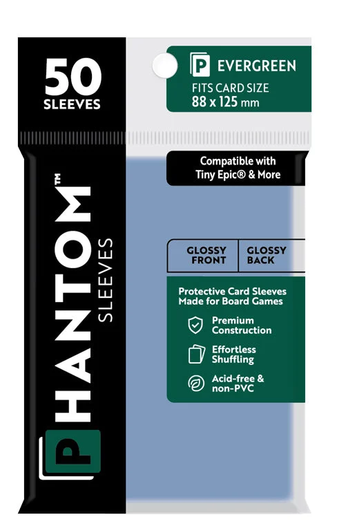 Phantom Sleeves: "Evergreen Size" (88mm x 125mm) - Gloss/Gloss (50) (Compatible with: Tiny Epic and More)