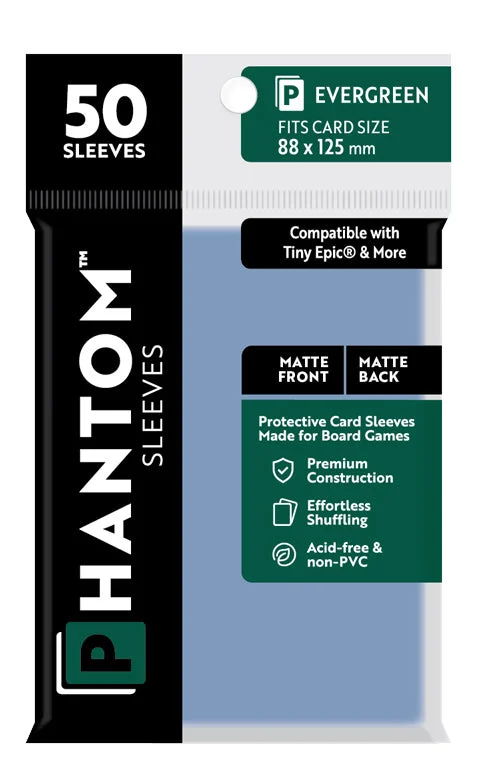 Phantom Sleeves: "Evergreen Size" (88mm x 125mm) - Matte/Matte (50) (Compatible with: Tiny Epic and More)