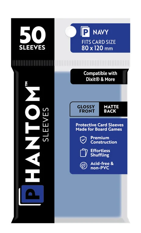 Phantom Sleeves: "Navy Size" (80mm x 120mm) - Gloss/Matte (50) (Compatible with: Dixit and More)