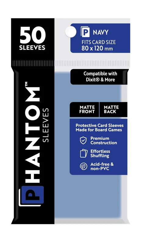 Phantom Sleeves: "Navy Size" (80mm x 120mm) - Matte/Matte (50) (Compatible with: Dixit and More)