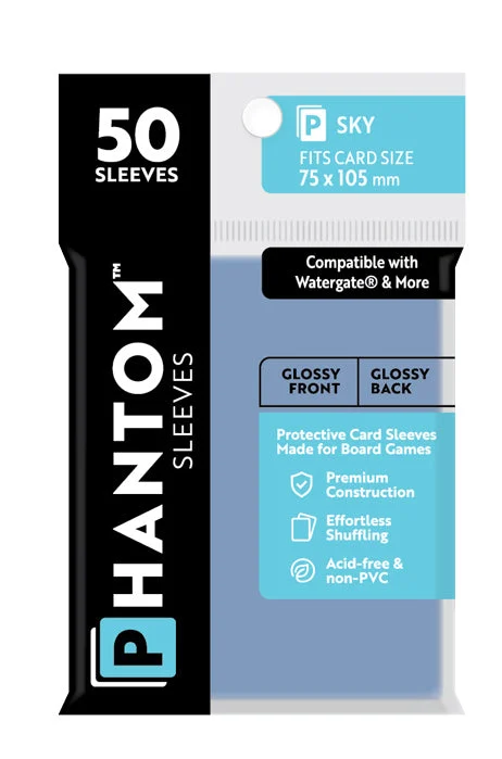 Phantom Sleeves: "Sky Size" (75mm x 105mm) - Gloss/Gloss (50) (Compatible with: Watergate and More)