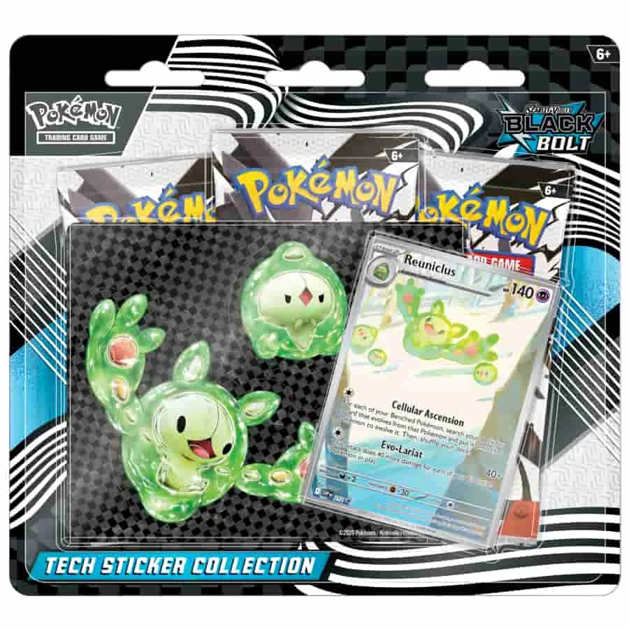 Pokemon TCG Black Bolt 3 Pack Tech Sticker Collection
