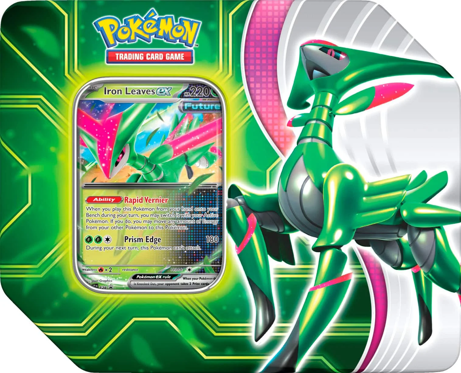 Pokemon TCG: Paradox Clash Tin: Iron Leaves ex - 5 Packs, Promo Card