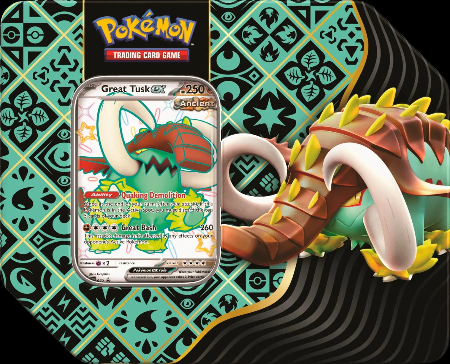 POKEMON TCG: SCARLET AND VIOLET: PALDEAN FATES: TIN - Shiny Great Tusk