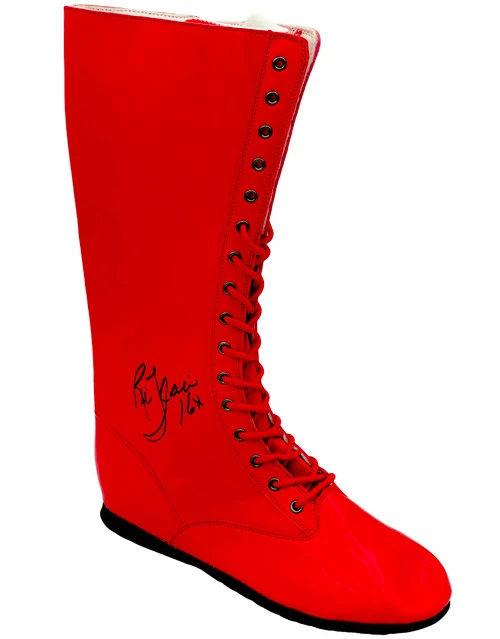 Ric Flair Autographed Red Right Footed Boot WWE "16x" JSA Stock #228116