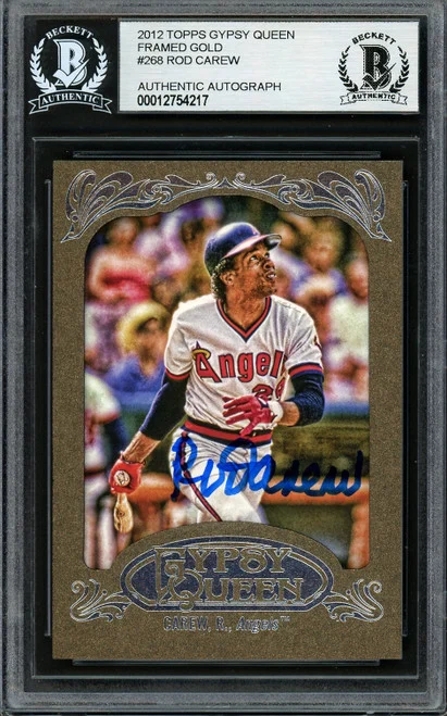 Rod Carew Autographed 2012 Topps Gypsy Queen Gold Frame Card #268 California Angels Beckett BAS #12754217