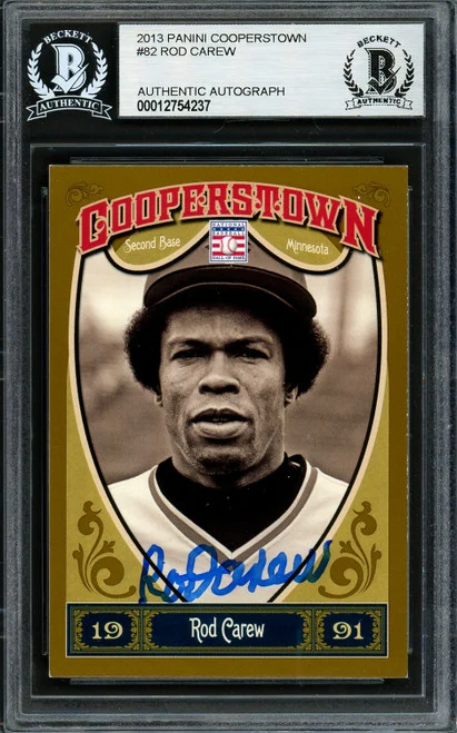 Rod Carew Autographed 2013 Panini Cooperstown Card #82 Minnesota Twins Beckett BAS #12754237