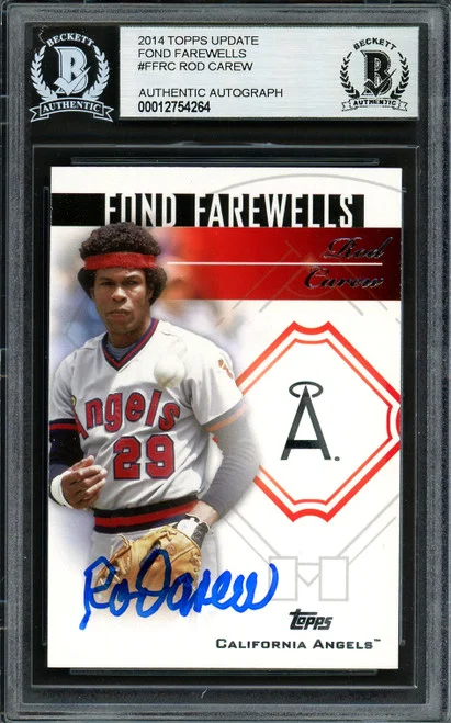 Rod Carew Autographed 2014 Topps Fond Farewells Card #FF-RC California Angels Beckett BAS #12754264