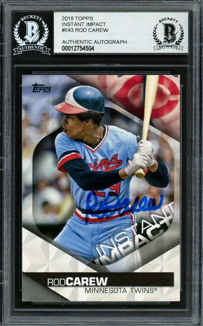 Rod Carew Autographed 2018 Topps Instant Impact Card #II-43 Minnesota Twins Beckett BAS #12754504