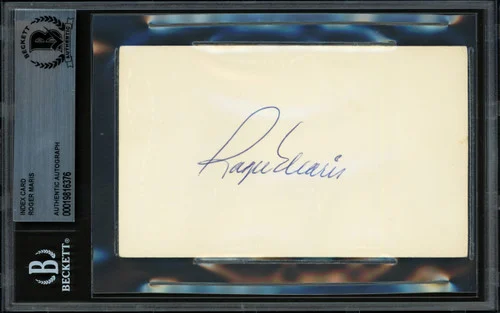 Roger Maris Autographed 3x5 Index Card New York Yankees Beckett BAS #19816376
