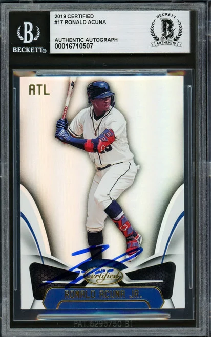Ronald Acuna Jr. Autographed 2019 Panini Certified Card #17 Atlanta Braves Beckett BAS #16710506