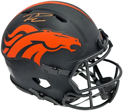 Russell Wilson Autographed Denver Broncos Eclipse Black Full Size Authentic Speed Helmet "Lets Ride" Fanatics Holo Stock #227930