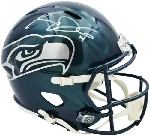 Sam Darnold Autographed Seattle Seahawks Metallic Green Rivalries Full Size Speed Replica Helmet Beckett BAS Witness Stock #261507
